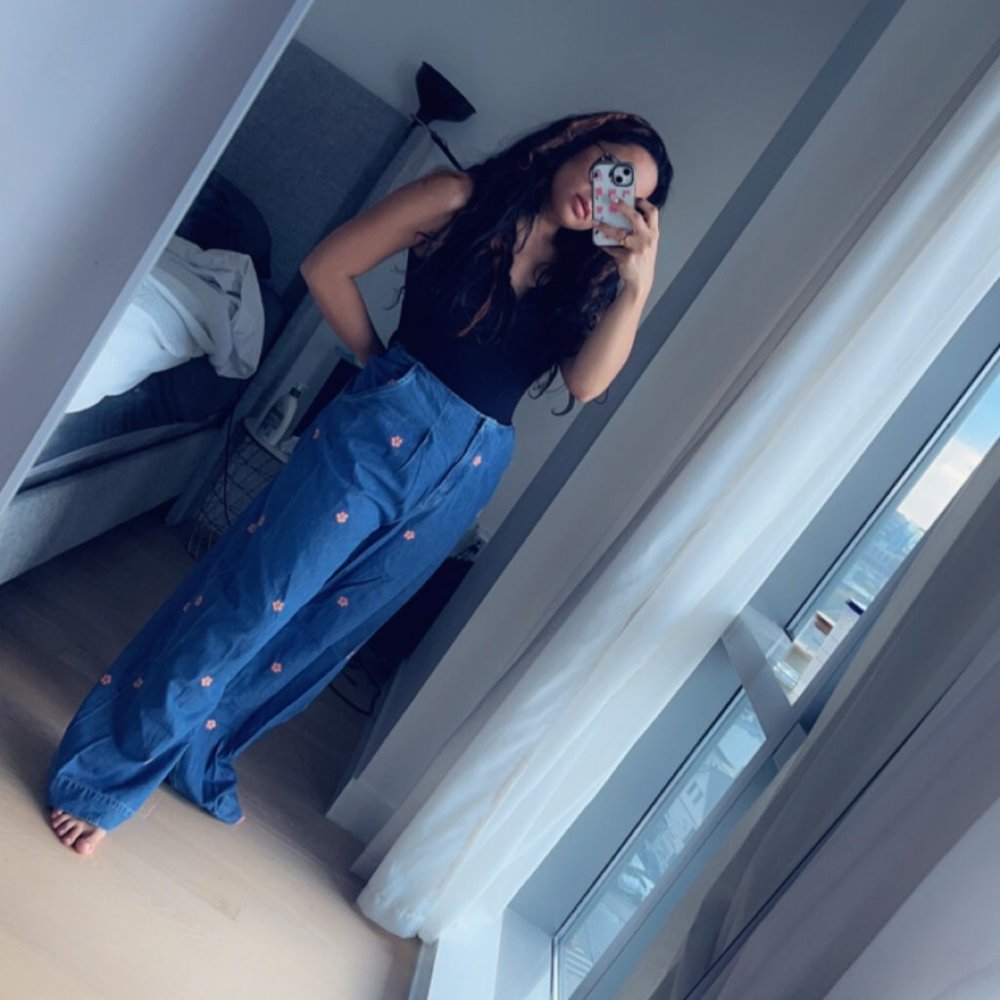 Asos Jeans - High Waisted - Wide Legged with Flower Embroidery - NEW WITH TAGS!